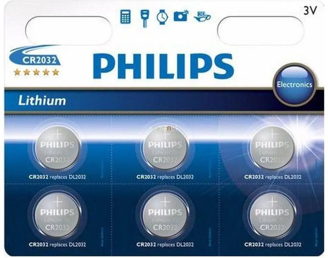 Philips CR2032 Knoopcel Batterijen - 6 stuks - afbeelding 2 van 3