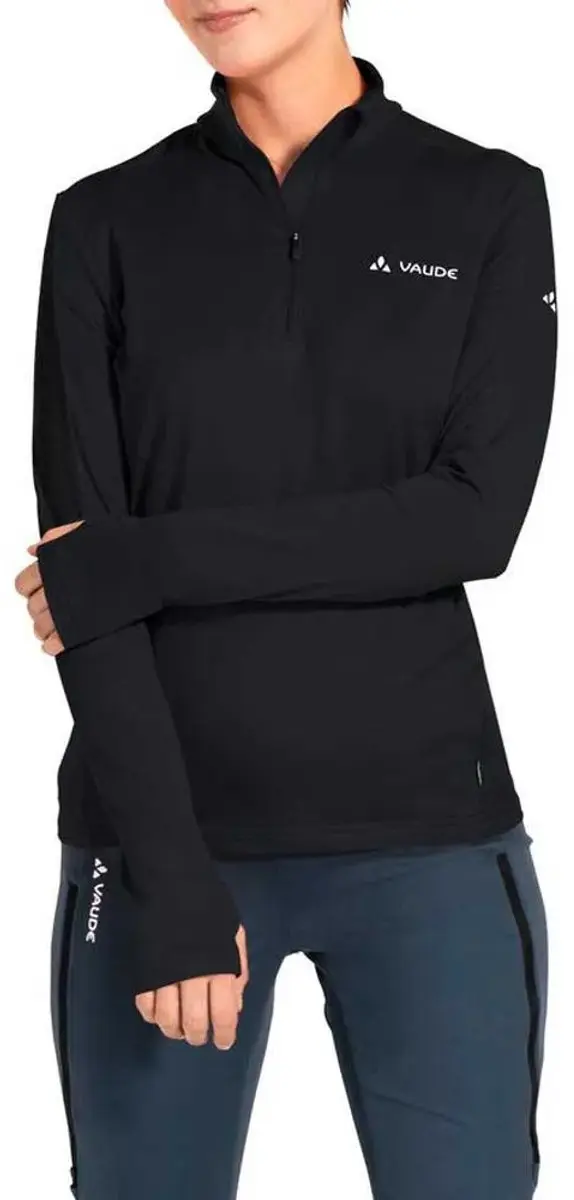 Vaude Livigno Ii Half Rits Lange Mouw T-shirt Zwart 42 Vrouw