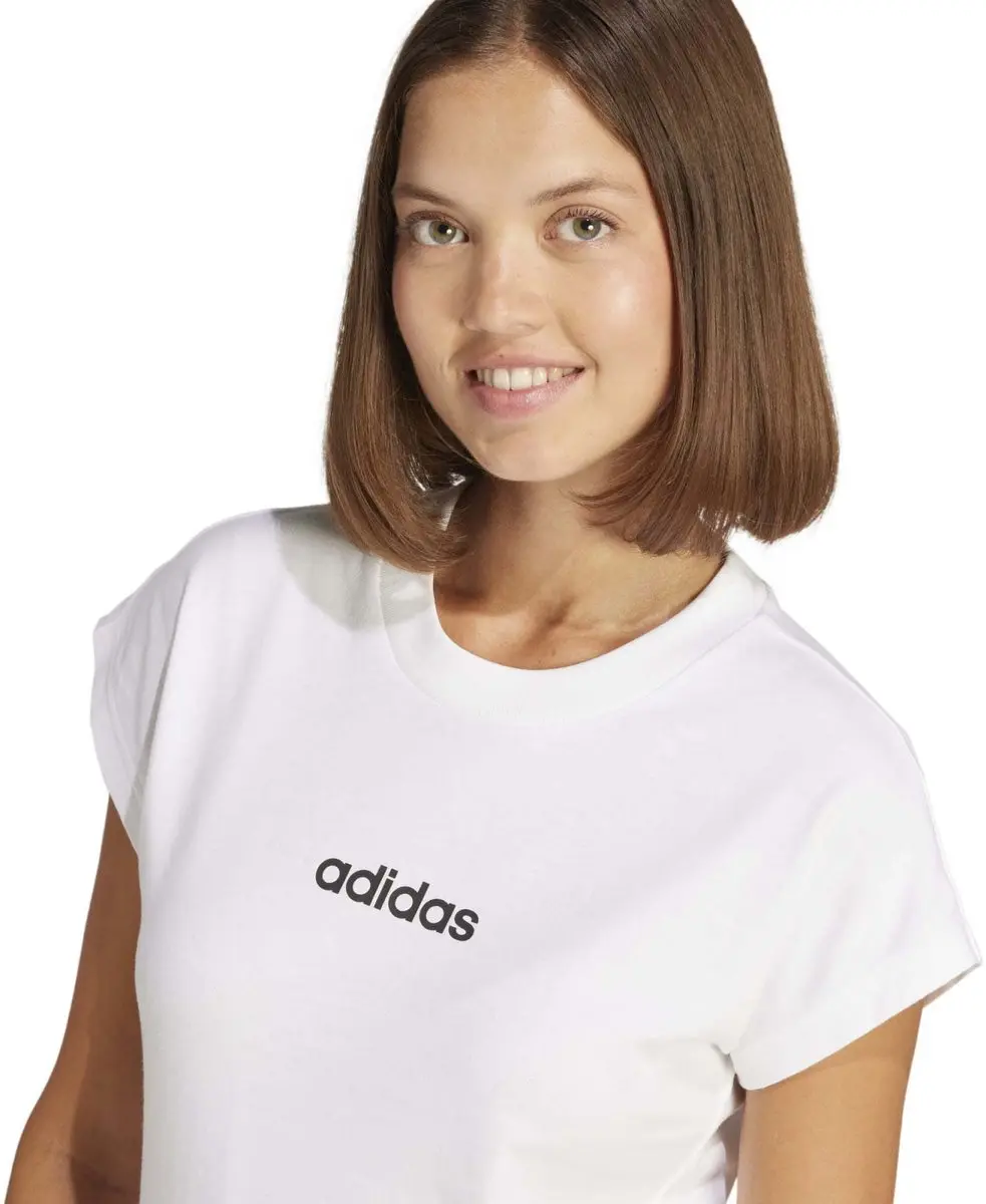 adidas Essentials Linear Katoenen T-Shirt Dames - Wit - afbeelding 3 van 6
