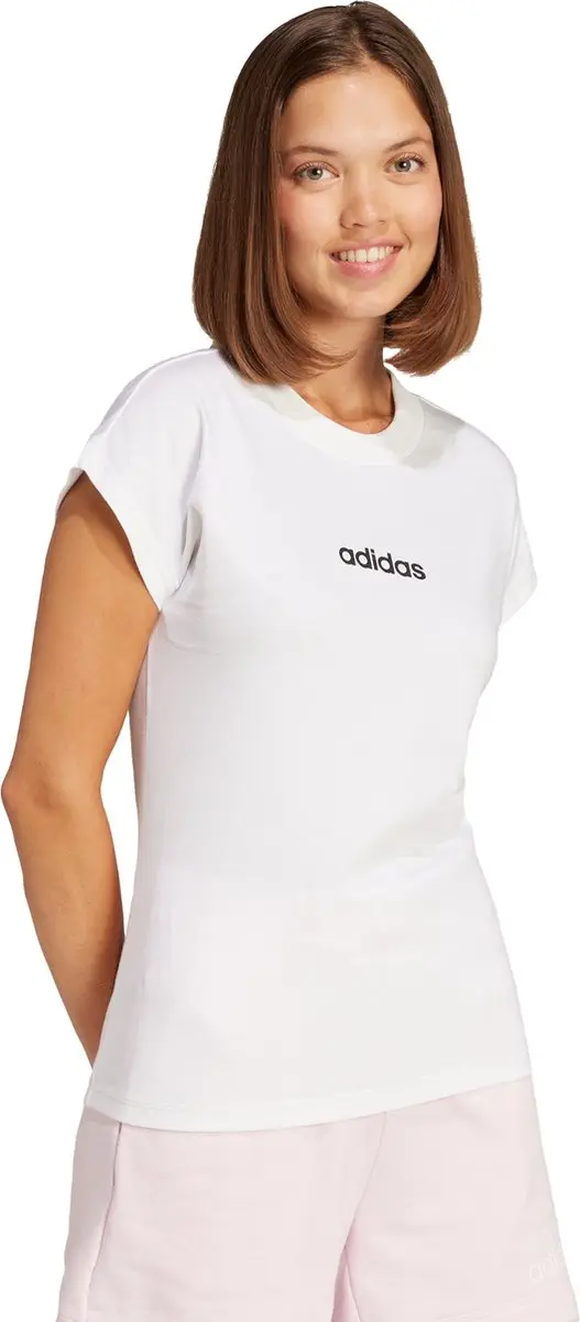 adidas Essentials Linear Katoenen T-Shirt Dames - Wit