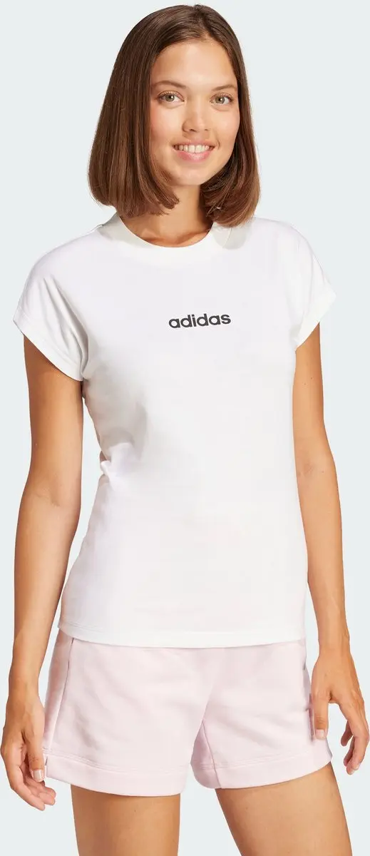 adidas Essentials Linear Katoenen T-Shirt Dames - Wit - afbeelding 6 van 6