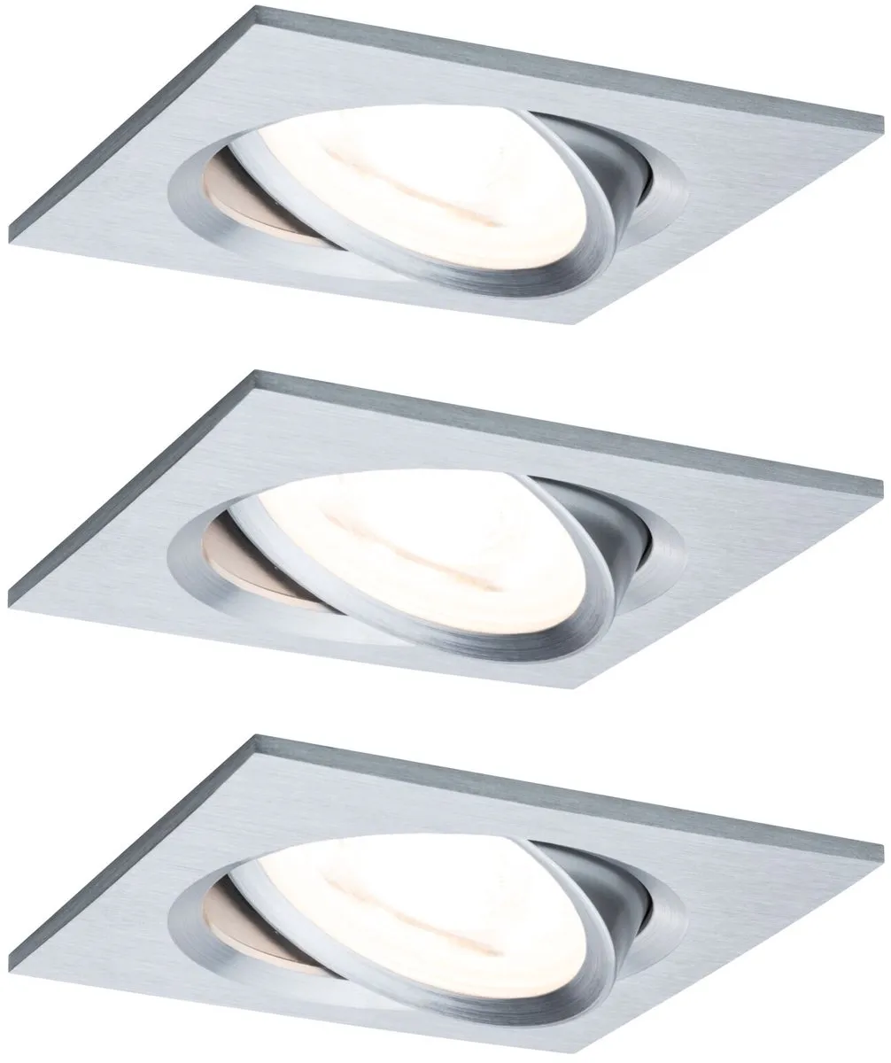 Paulmann LED-inbouwlamp Nova Coin Basisset 3x6W 470lm 2700K - 84x84mm - Alu gedraaid