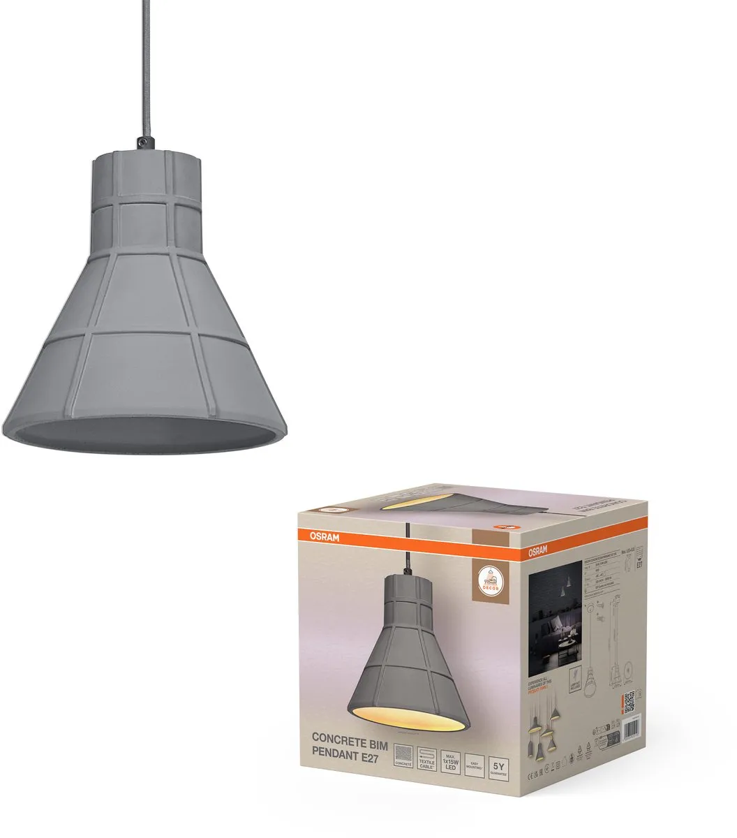 Osram Decor Concrete Bim Pendant E27 Donkergrijs