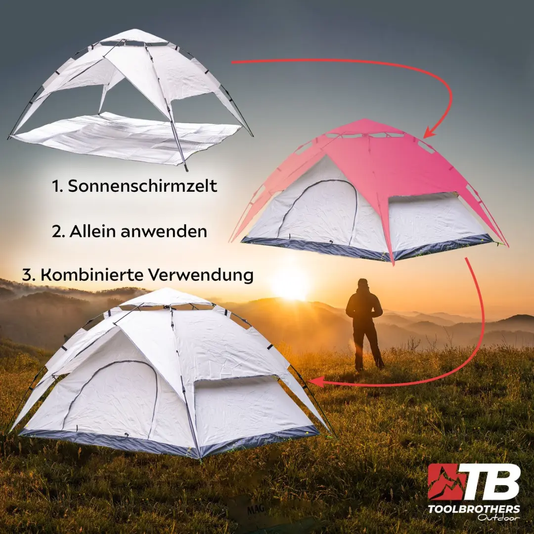 Toolbrothers GCT-003 Koepeltent voor 4 personen - Naturel - afbeelding 5 van 6