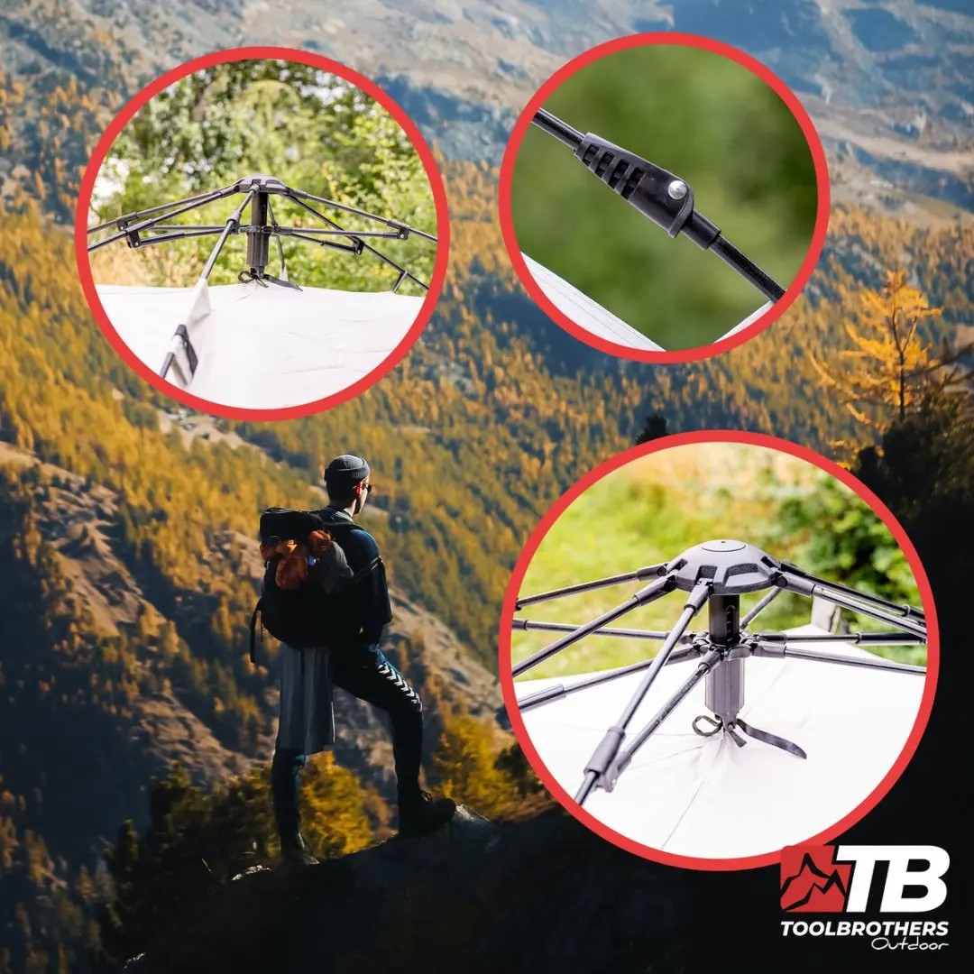 Toolbrothers GCT-003 Koepeltent voor 4 personen - Naturel - afbeelding 2 van 6