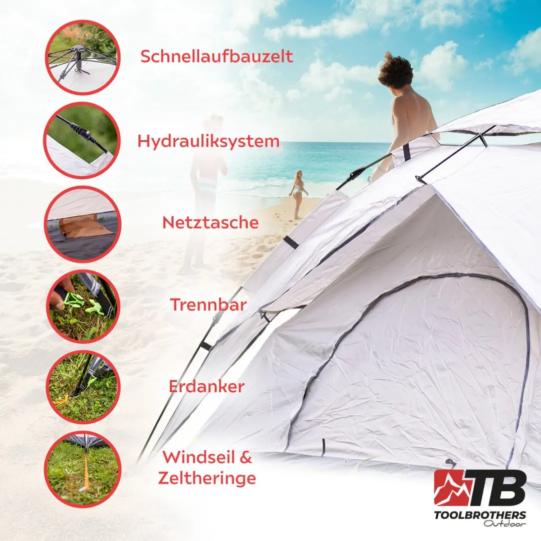Toolbrothers GCT-003 Koepeltent voor 4 personen - Naturel - afbeelding 4 van 6