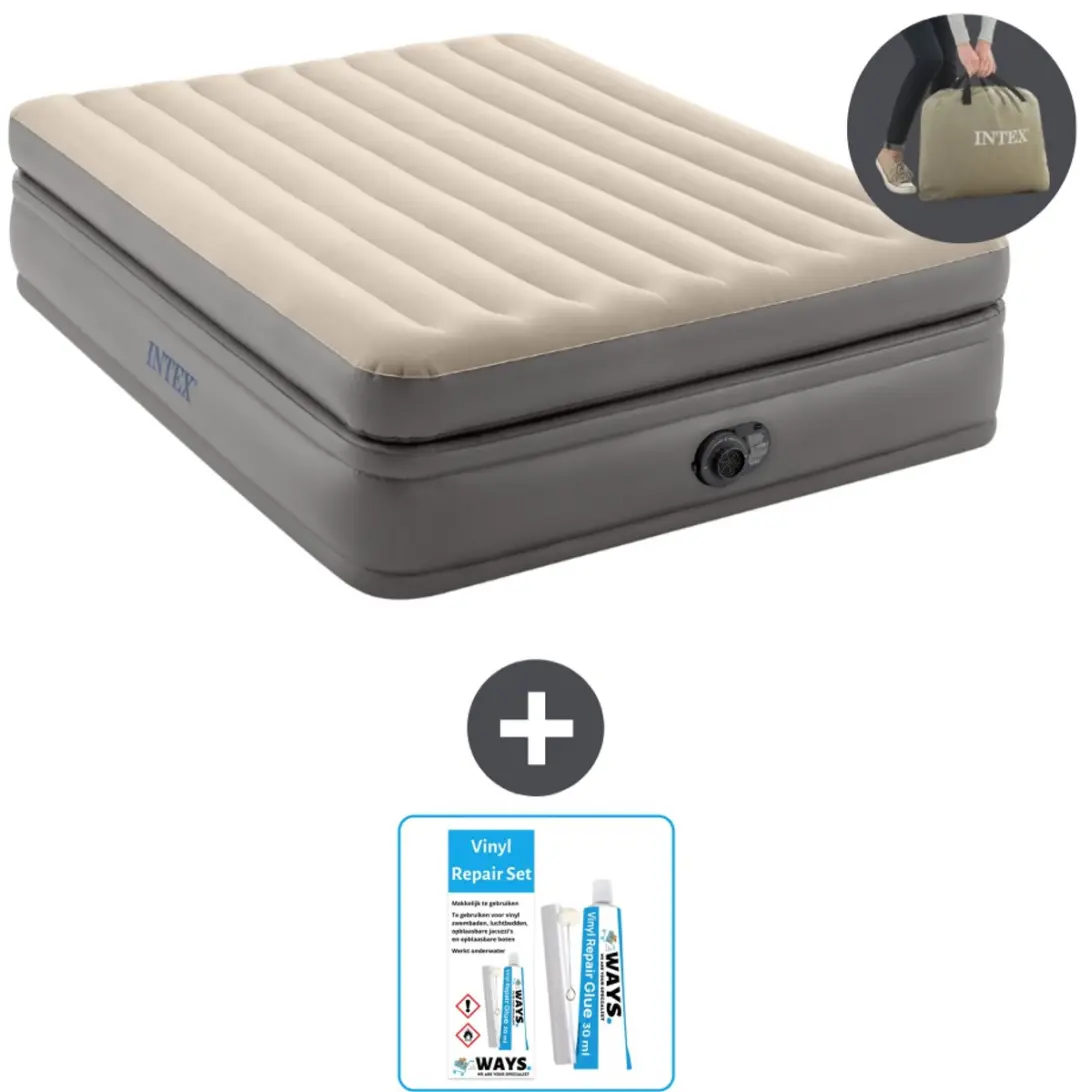 Intex Luchtbed - 2-Persoons - 152 x 203 x 51 cm - Grijs - Inclusief pomp en Reparatieset