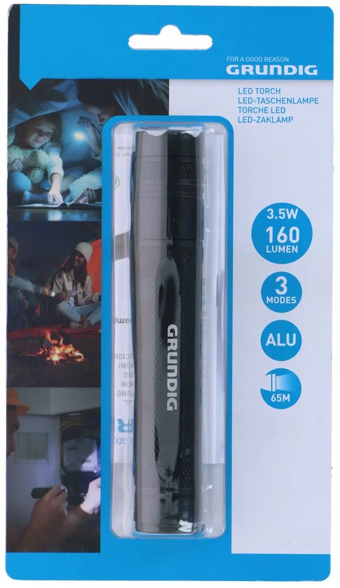 Grundig LED Zaklamp 160 Lumen - 3,5W - Zwart - afbeelding 2 van 2