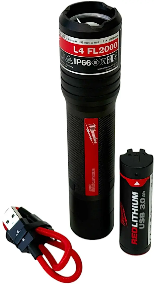 Milwaukee L4 FL2000-301 USB Oplaadbare LED Zaklamp
