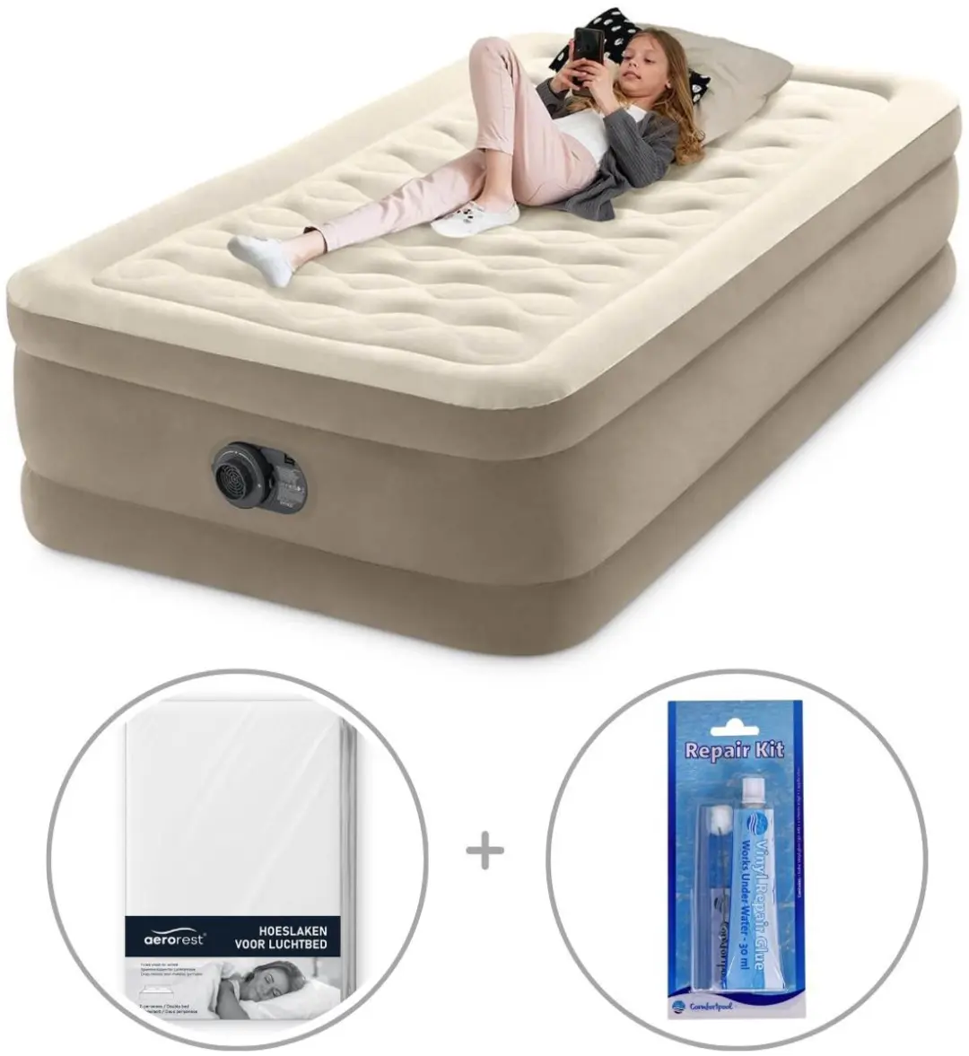 Intex Twin Ultra Plush Luchtbed met ingebouwde pomp