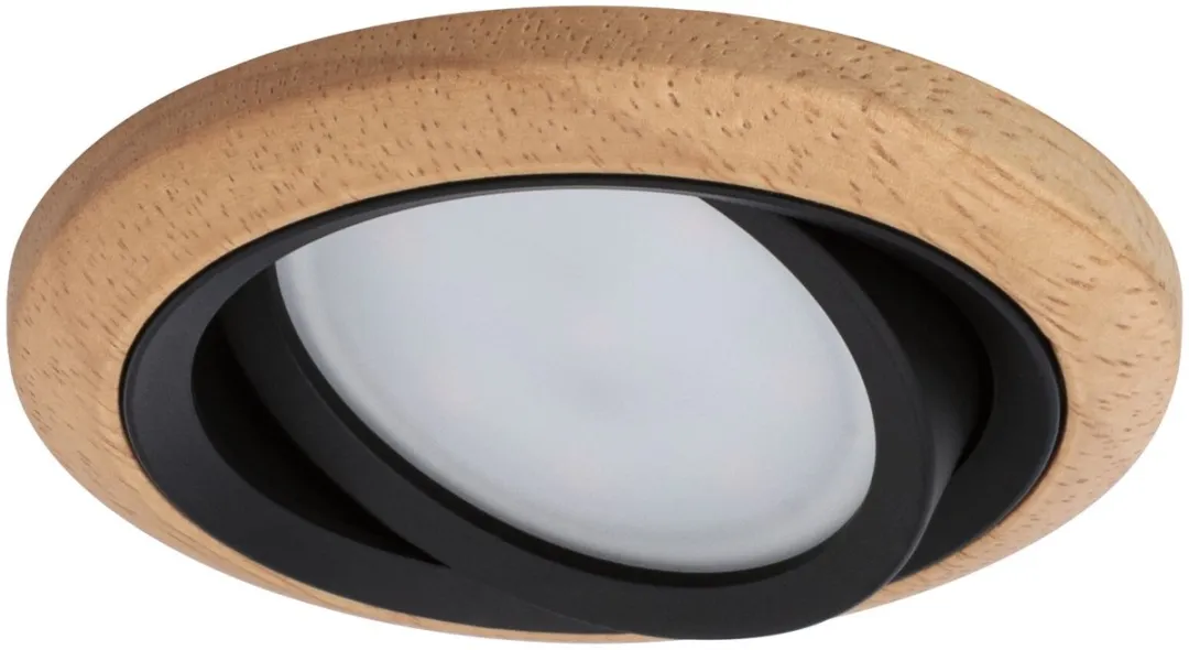 Paulmann Lanati LED-inbouwlamp Set 3x6W 470lm 2700K - Geoliede eikenkleur/Zwart mat