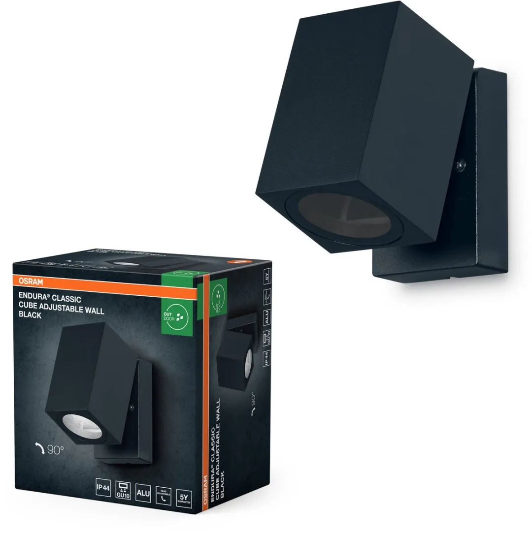 Osram Endura Classic Cube ADJ Wandlamp Zwart - GU10 IP44