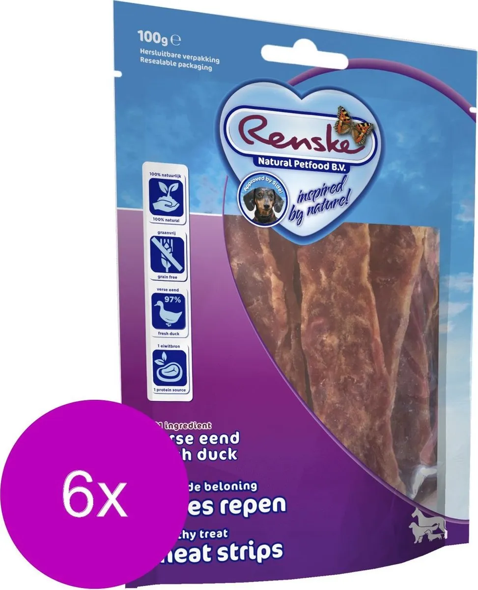 Renske Vleesrepen Eend & Groente - 6 Stuks