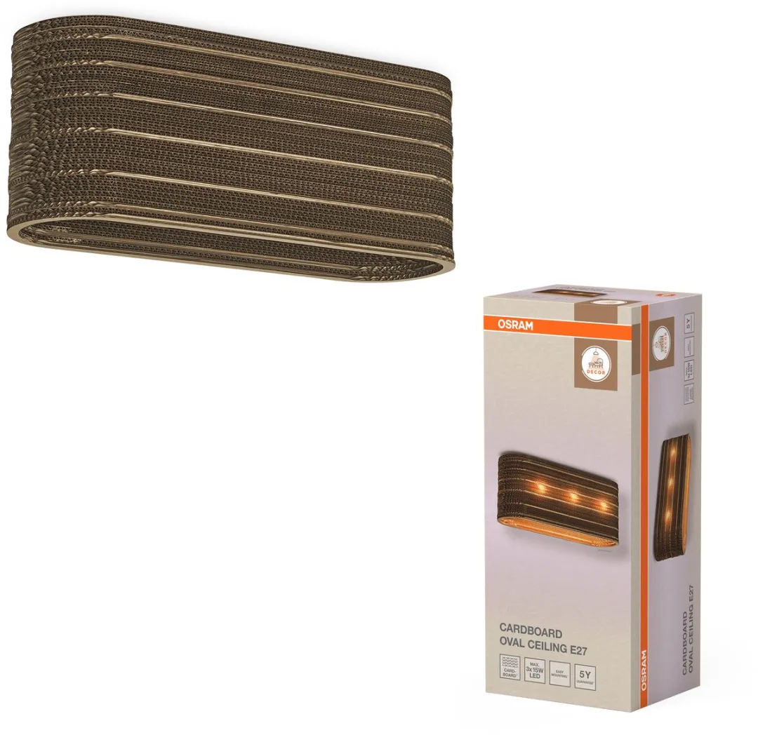 Osram Decor Cardboard Oval Plafondlamp - 3xE27 - 600mm - Bruin