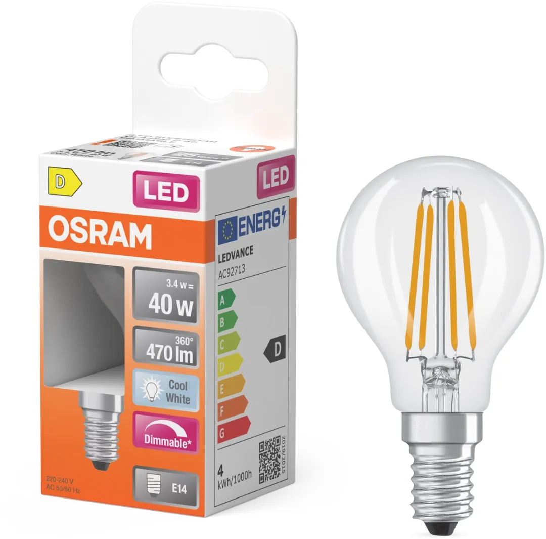 Osram LED Superstar P40 Globe Filament 3,4W - 470lm E14 Koelwit
