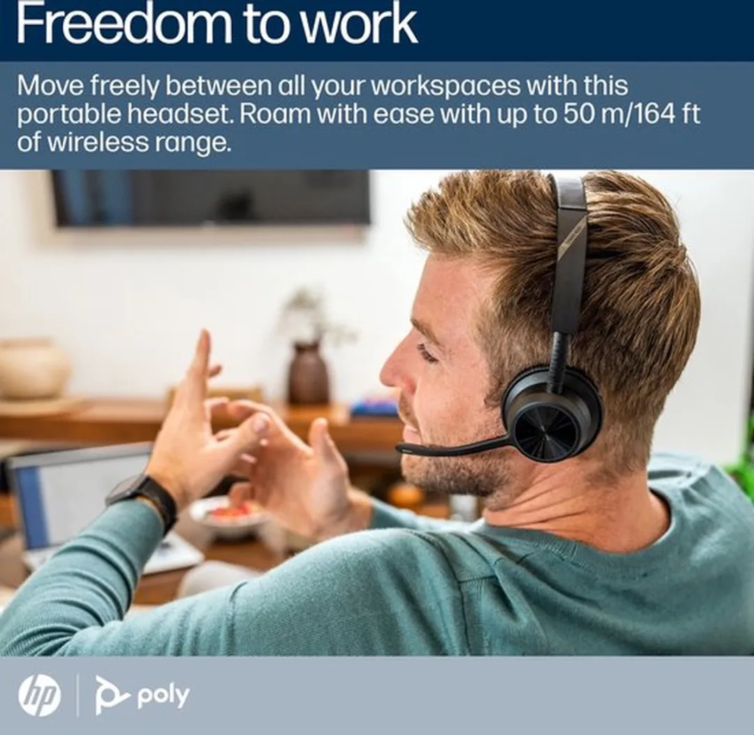 HP Poly Voyager 4320-M +BT700 Dongle On Ear headset Computer Bluetooth Stereo Zwart Noise Cancelling Volumeregeling, Mi