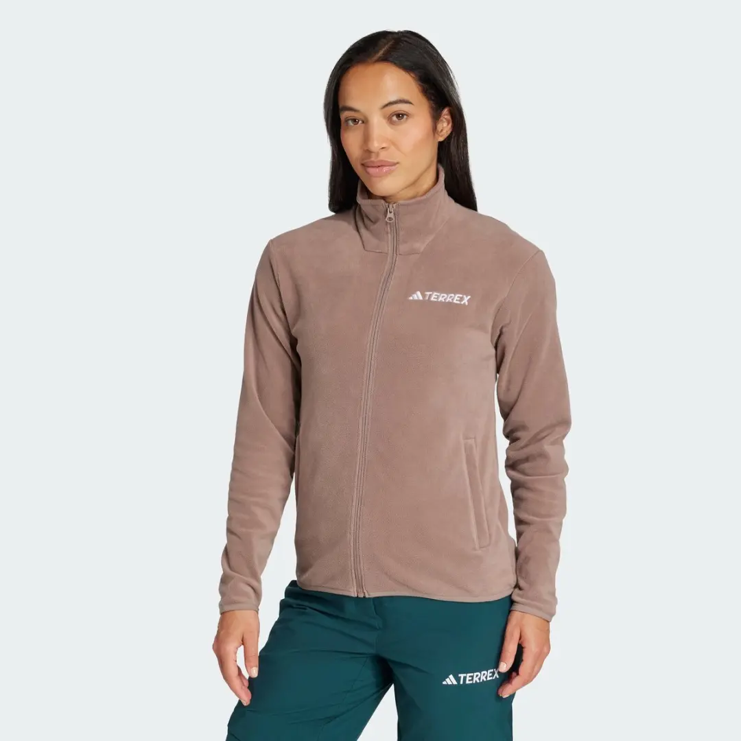 adidas TERREX Multi Essentials Fleece Jack Dames - Bruin - afbeelding 6 van 6