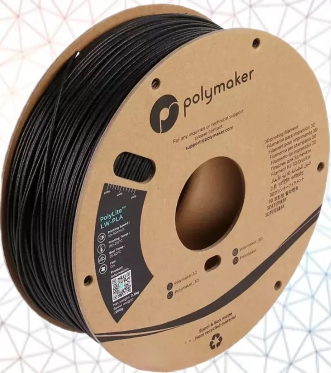 Polymaker PolyLite LW-PLA Filament 1.75mm - Zwart