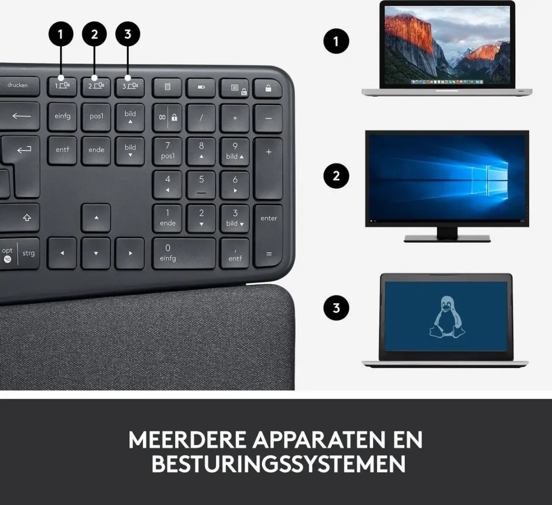 Logitech ERGO K860 920-010104 Ergonomisch Toetsenbord - Grafiet - afbeelding 6 van 6