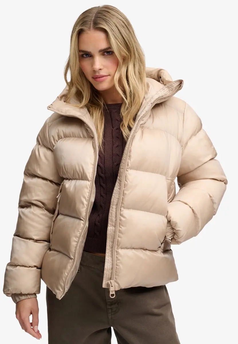 Superdry Shine Puffer Jas Dames - Beige - S - afbeelding 2 van 6