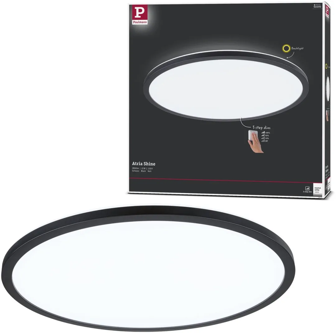 Paulmann Atria Shine LED-paneel 22W 42cm - Zwart