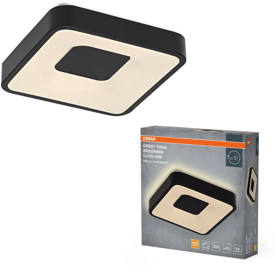 Osram Orbis Piana LED Plafondlamp 290mm - 16W 3000K - Zwart