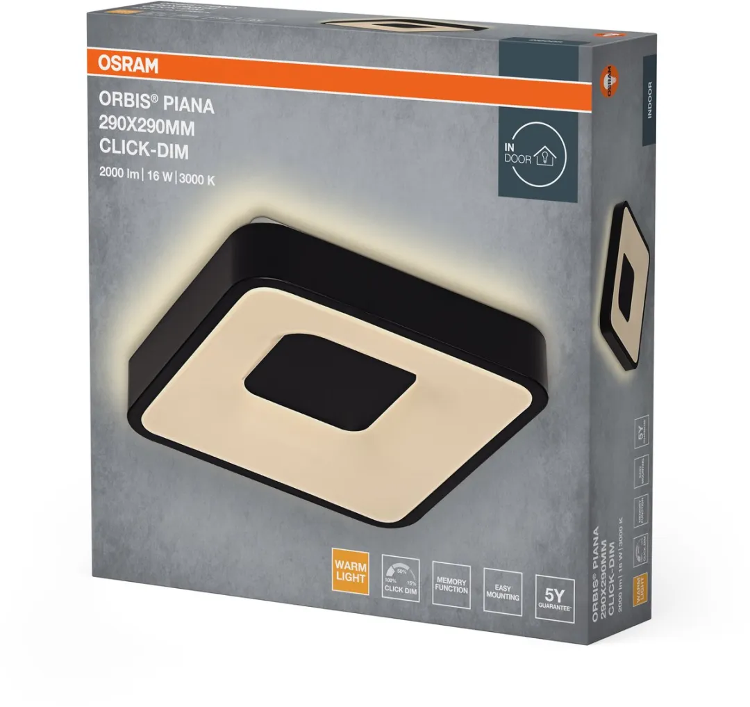 Osram Orbis Piana LED Plafondlamp 290mm - 16W 3000K - Zwart