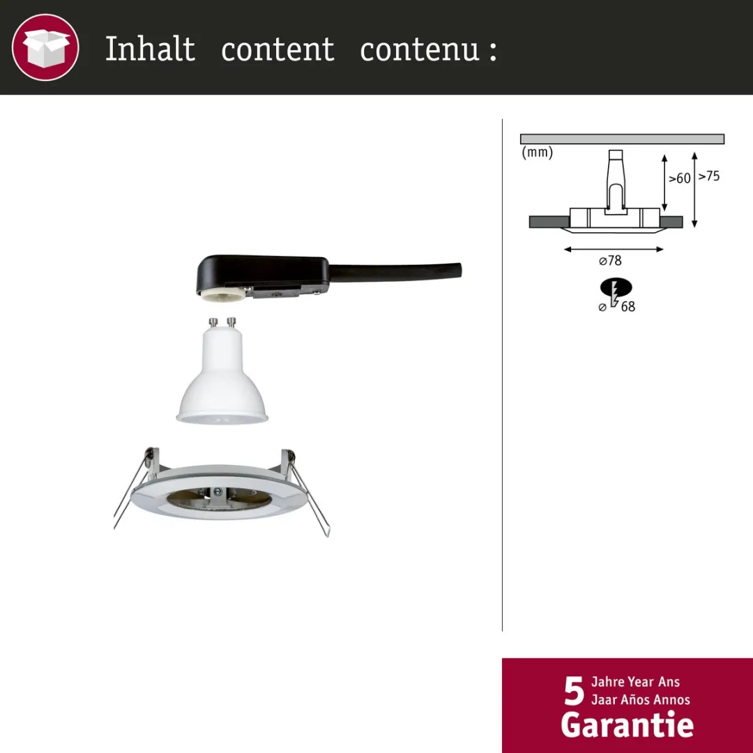 Paulmann Nova Star LED Inbouwlamp 6,5W 460lm GU10 - 2700K - Staal geborsteld - afbeelding 6 van 6