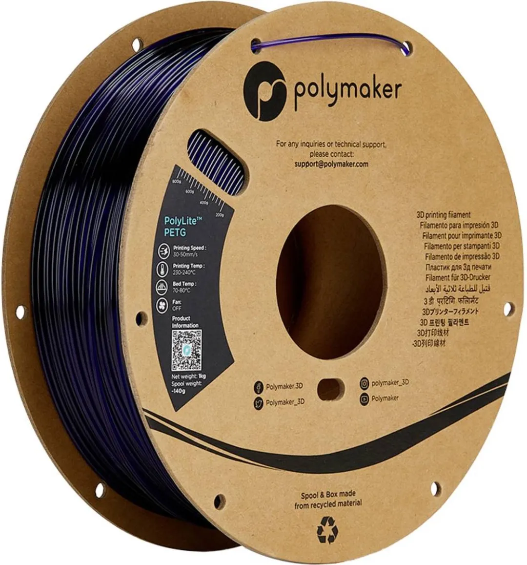 Polymaker PolyLite PETG Translucent Blue 1.75mm