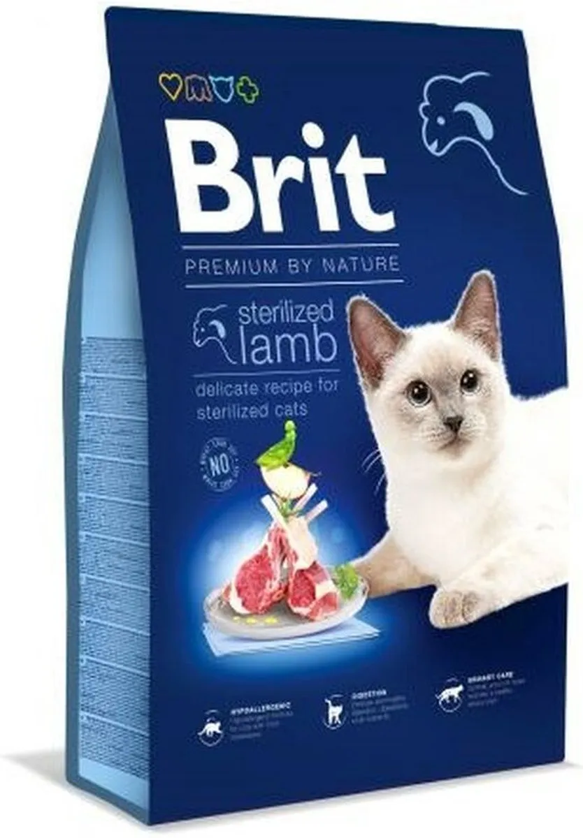 Kattenvoer Brit PREMIUM BY NATURE STERILIZED Volwassen Pauw Lam 8 kg