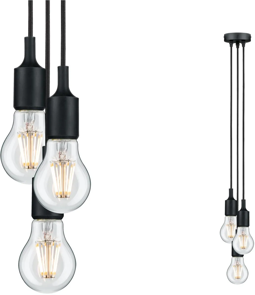 Paulmann Neordic Hanglamp Ketil E27 - 3x60W Zwart