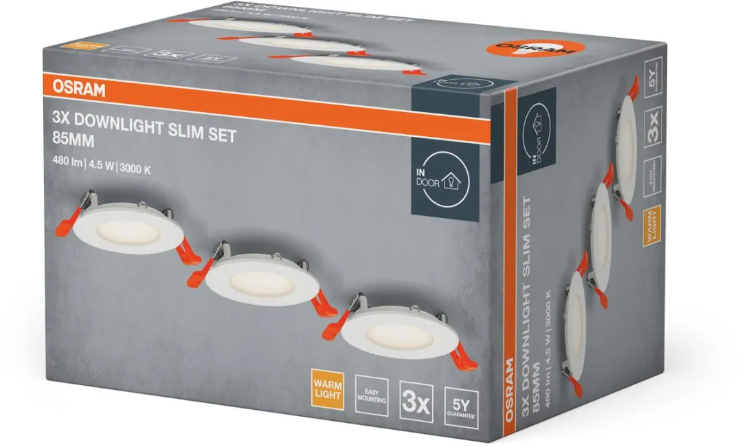 Osram Downlight Slim Set 3x85mm 3000K - 3 Stuks
