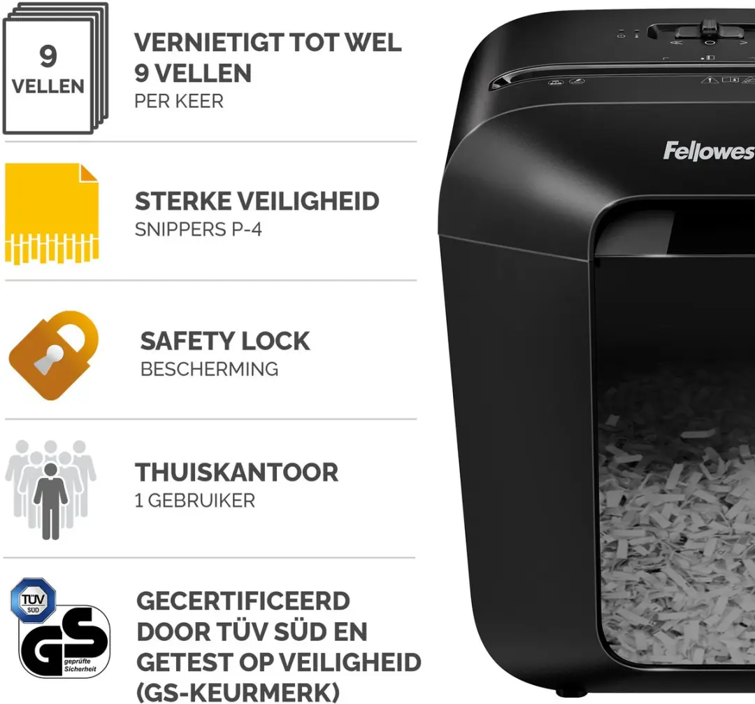 Fellowes LX50 4406001 Papierversnipperaar - Zwart - afbeelding 2 van 6