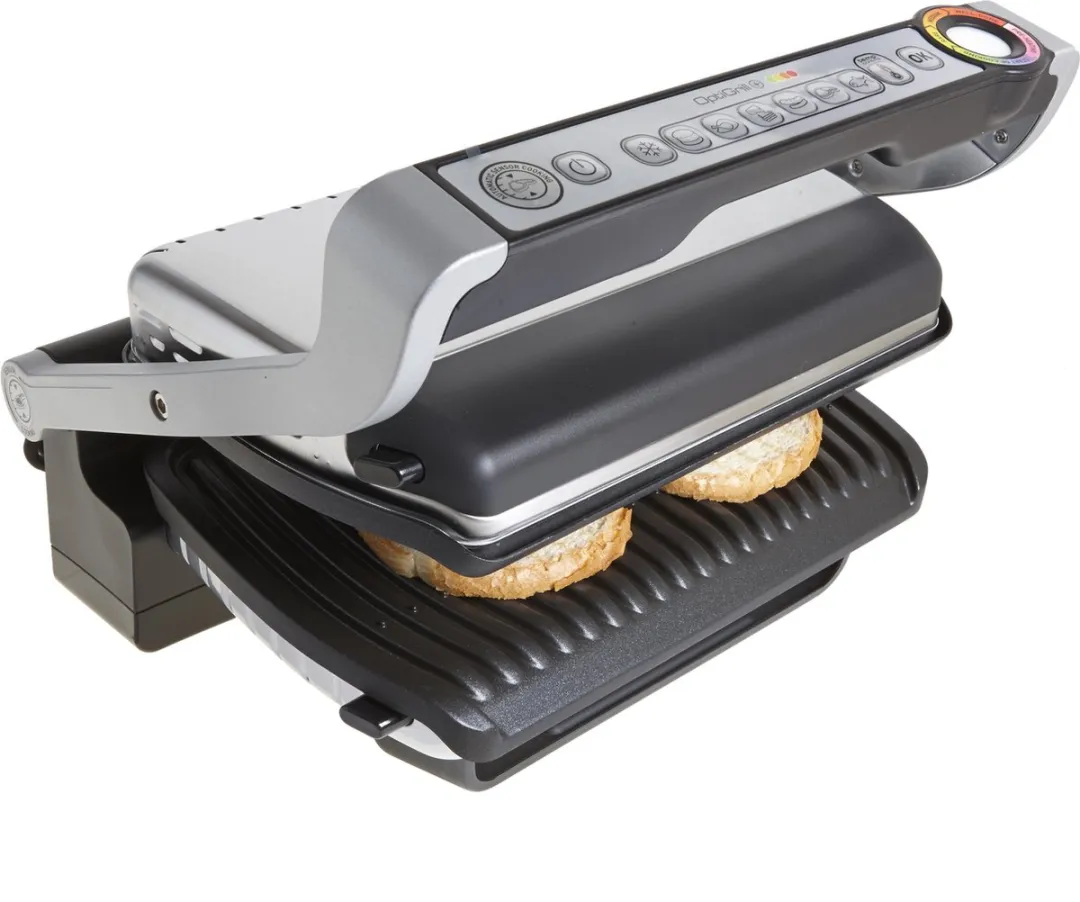 Tefal OptiGrill+ GC712D Contactgrill - 2000W - Titanium/Zilver
