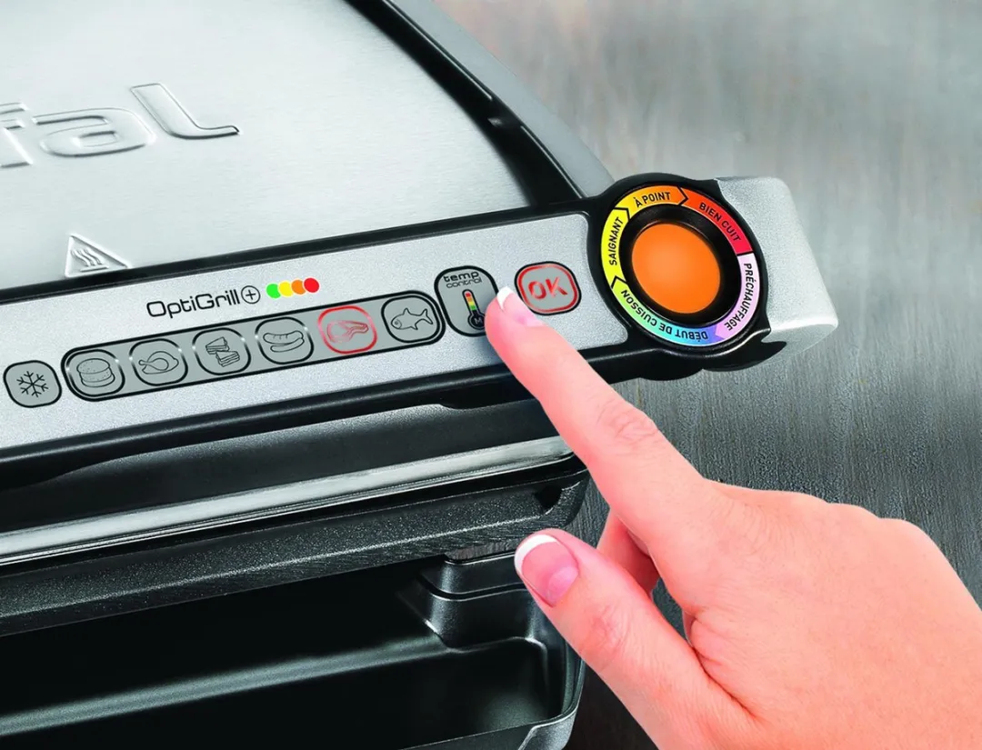 Tefal OptiGrill+ GC712D Contactgrill - 2000W - Titanium/Zilver