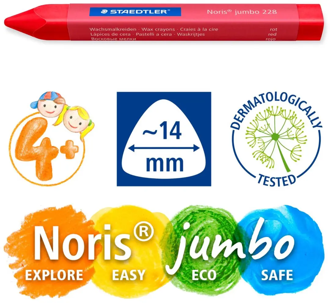 Staedtler Noris Jumbo Waskrijt - 12 Kleuren - afbeelding 3 van 6