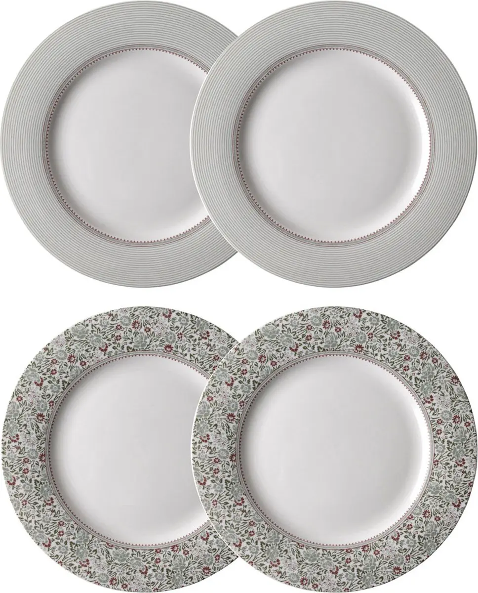 Laura Ashley Wild Clematis Collectables Borden set van 4 - Plat Ø 23cm
