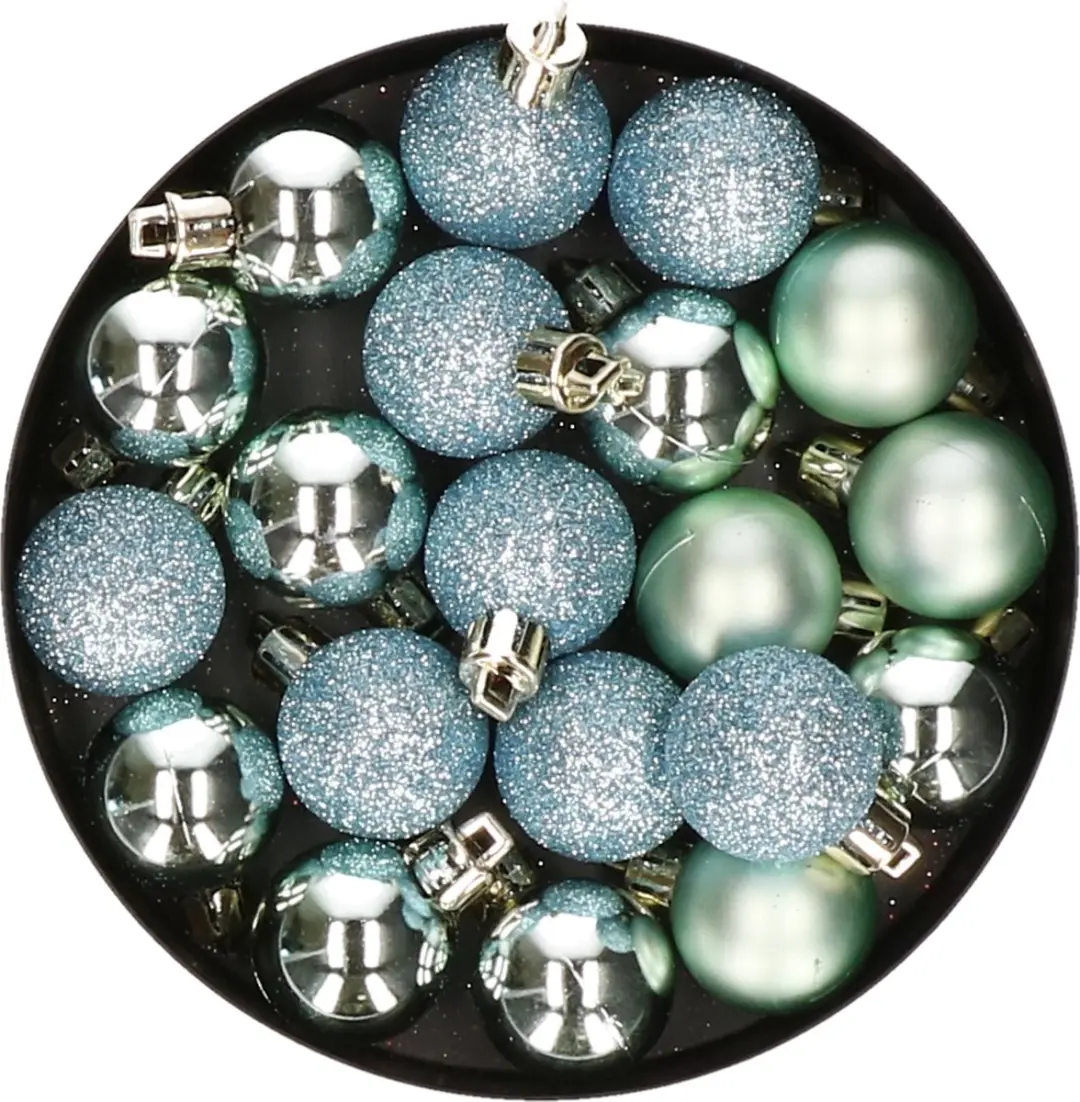 60x stuks kleine kunststof kerstballen mint groen