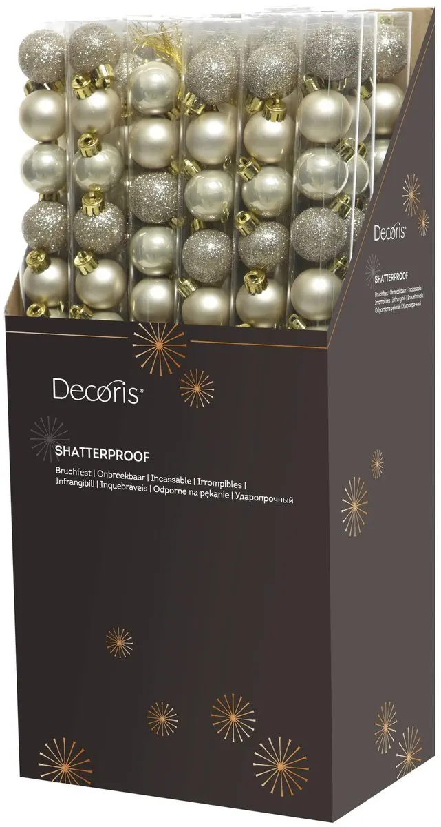 Decoris Kerstballen Kunststof 3cm - Champagne - 14 stuks - afbeelding 2 van 6