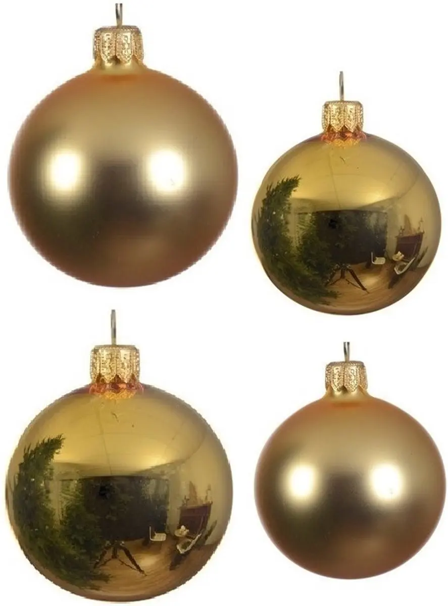 Compleet glazen kerstballen pakket goud glans/mat 38x stuks