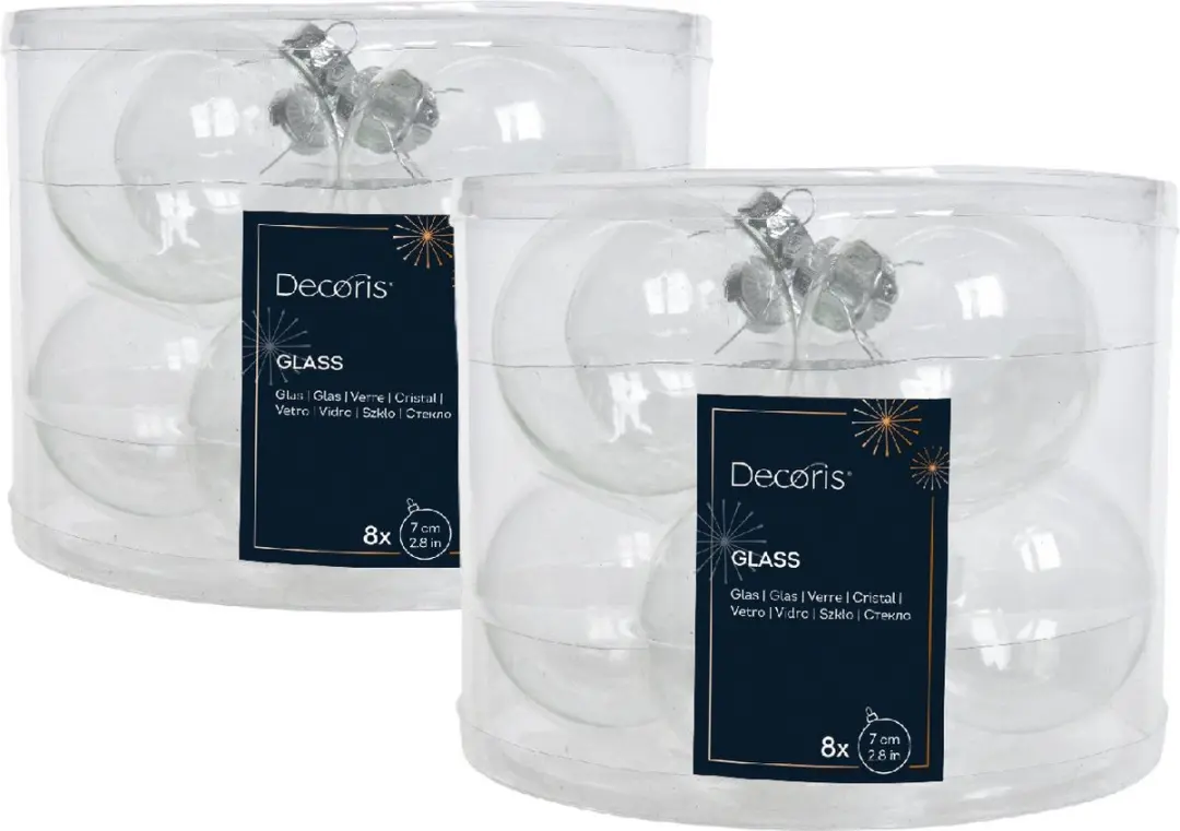 Decoris kerstballen - 24x st - transparant - D7 cm - glas - kerstversiering