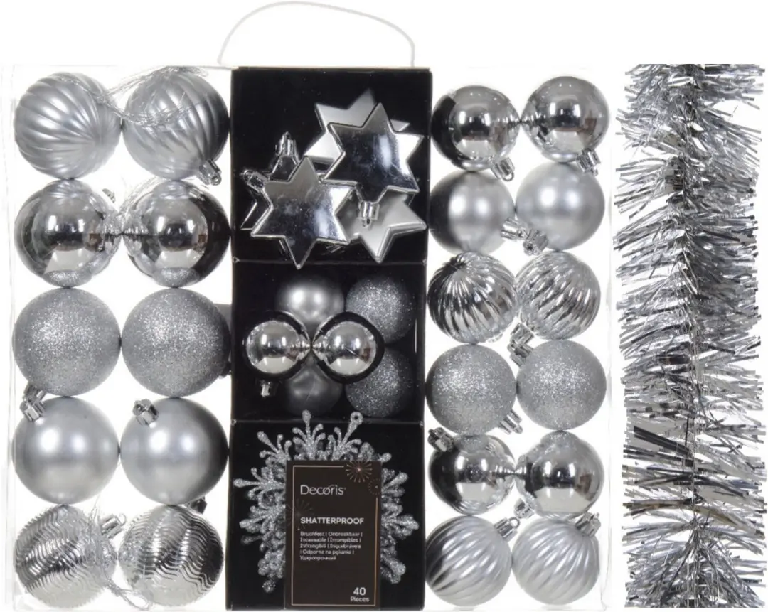 Kerstversiering set zilver