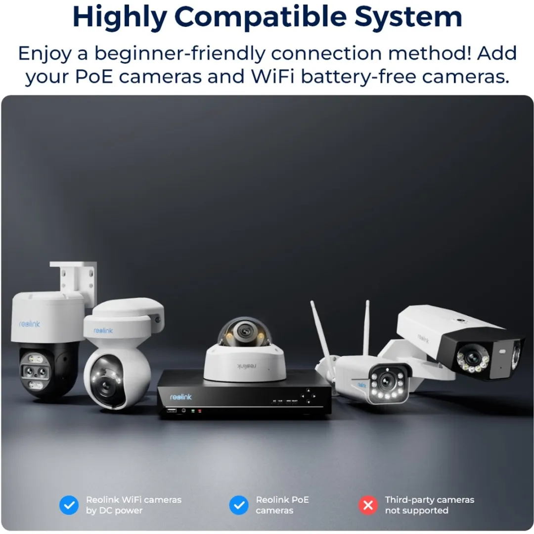 Reolink RLK8-800V4 4K Beveiligingscamera Systeem - 4x Dome Camera's - 8CH NVR 2TB