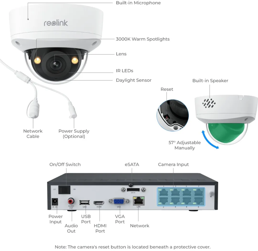Reolink RLK8-800V4 4K Beveiligingscamera Systeem - 4x Dome Camera's - 8CH NVR 2TB