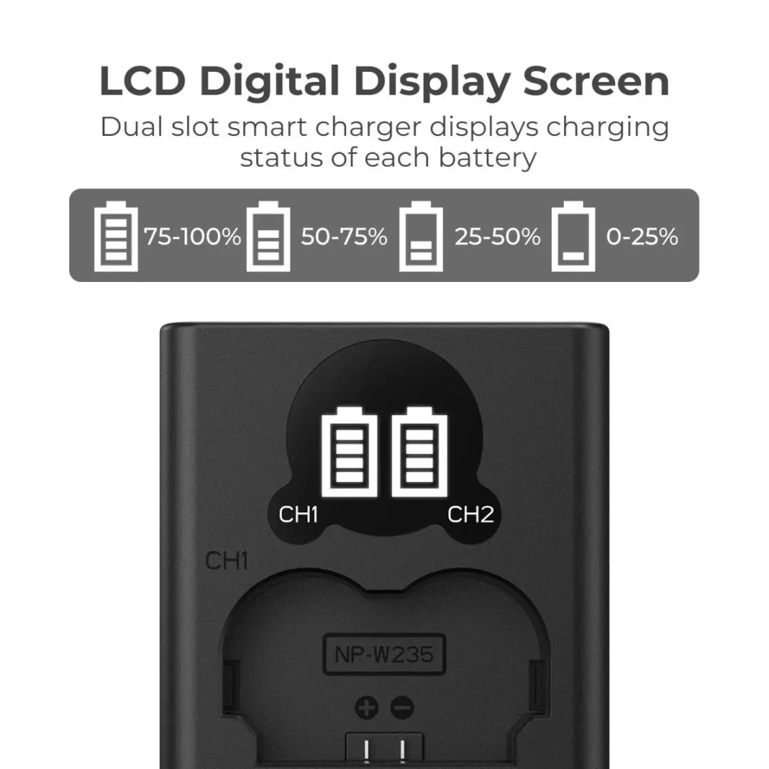 K&F Concept NP-W235 Dubbele Batterijlader - USB-C - afbeelding 4 van 6