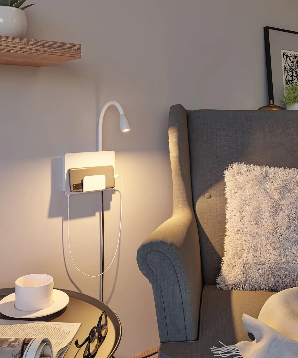 Paulmann LED Wandlamp Halina USB-C 2700K 200lm - Wit mat
