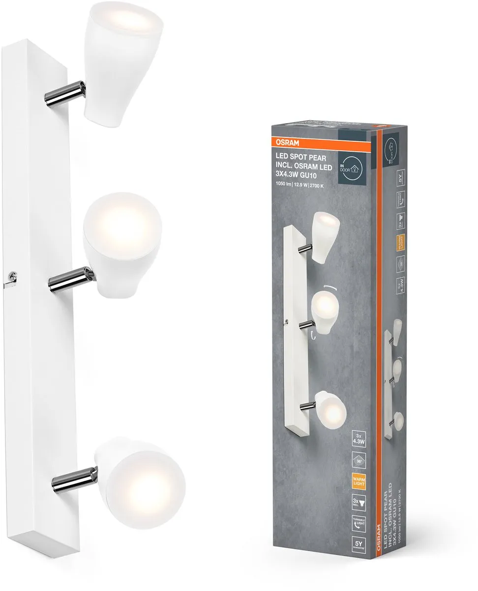 Osram LED Spot Plafondspot PEAR 430mm - 12,9W 630lm Warm Wit - 3 Stuks