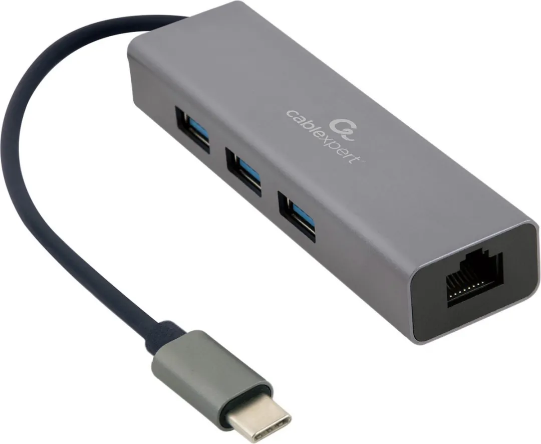 Gembird A-CMU3-LAN-01 USB Hub - 3 Poorten Grijs