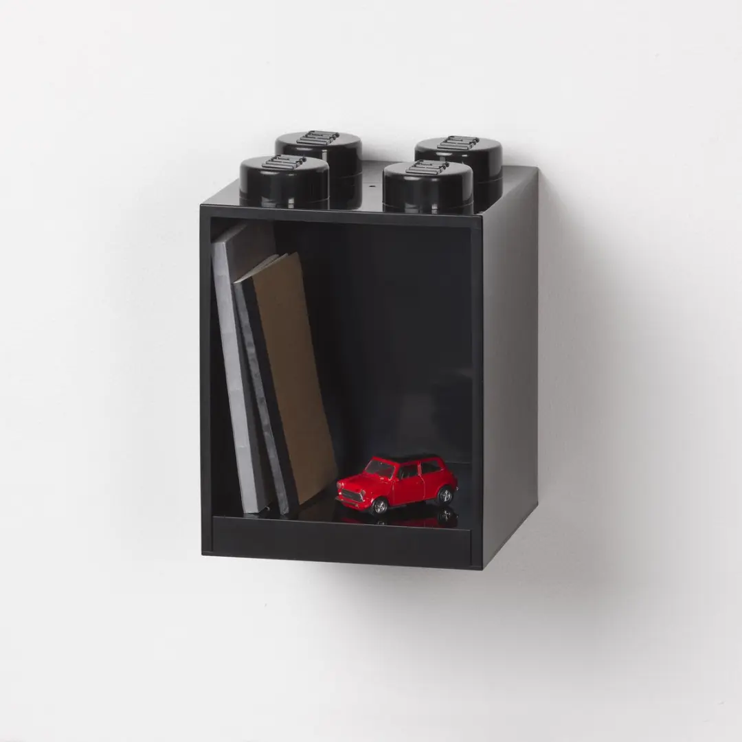 LEGO Iconic Brick Wandschap 4 Noppen - Zwart - afbeelding 2 van 5