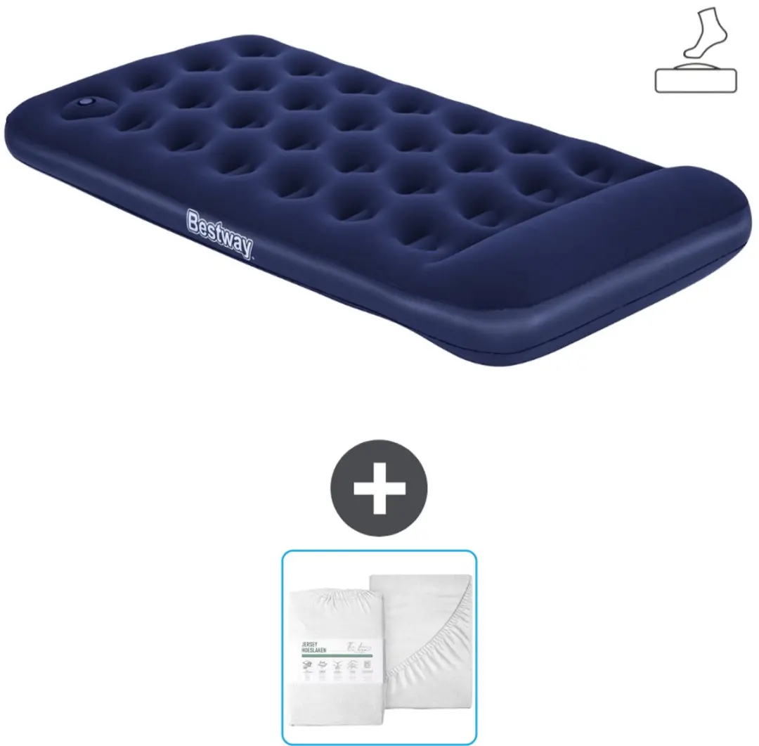 Bestway luchtbed - 1-Persoons - 99 x 188 x 28 cm - Blauw - Inclusief pomp en Hoeslaken - afbeelding 2 van 2
